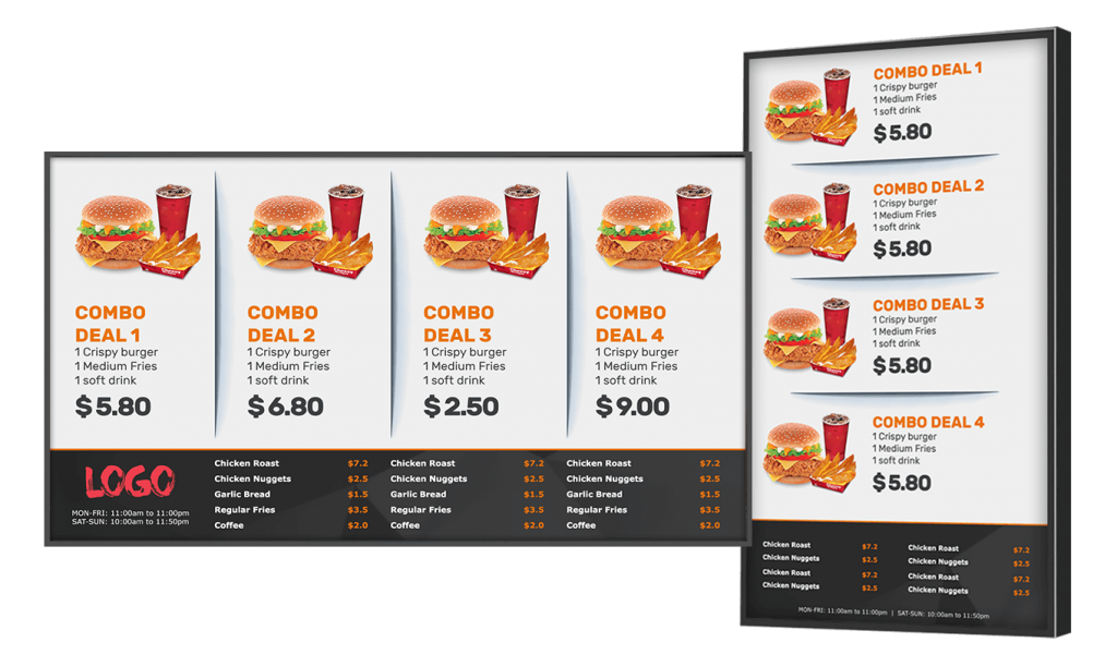 Restaurant digital menu board software