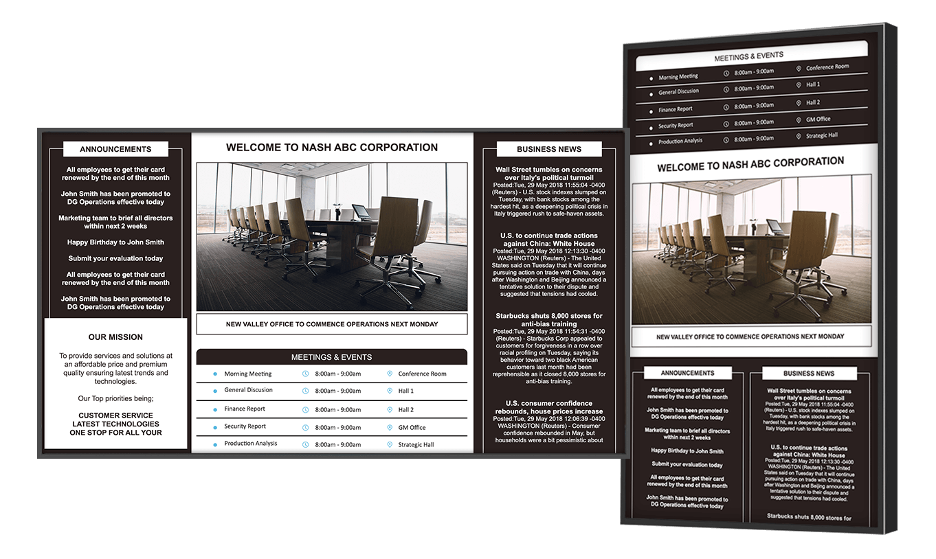 Digital signage internal communications